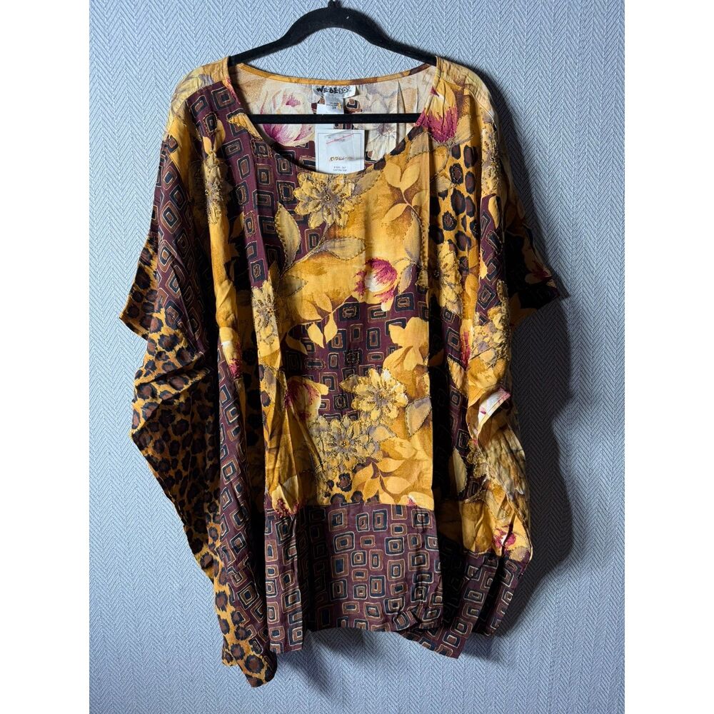 Vintage We Be Bop Beaded Kaftan Blouse sz 2x